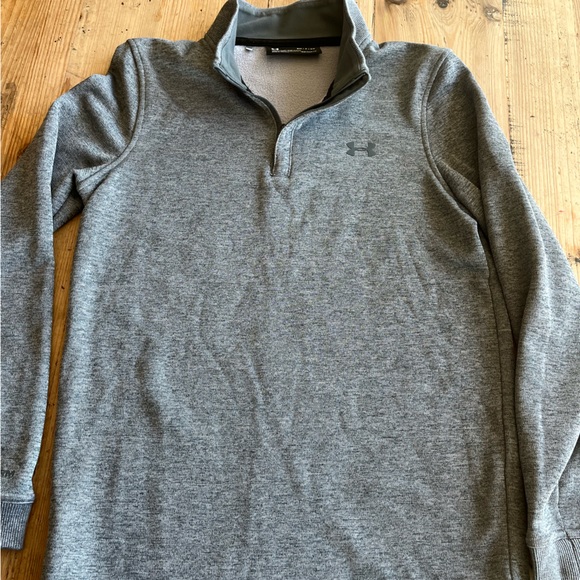 Men’s under armour 1/4 zip sweater, adult small, navy/grey - Picture 3 of 4